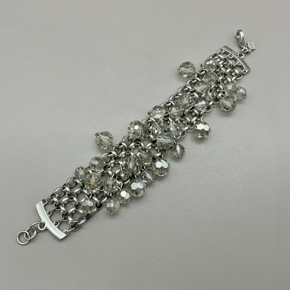 Banana Republic Bracelet Womens Silver Tone Crystal Bead Multi Strand 7.5 Inch